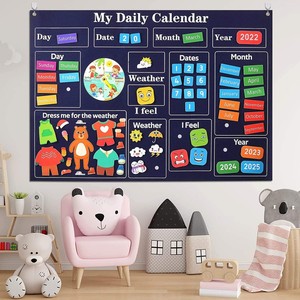 Neuer Tages kalender Filz beschäftigt Board Set Kinder Wetter Saison Diagramm Rechteckige Zeit Bulletin Board Spaß Lernspiel zeug für Kinder' - Product Image 5