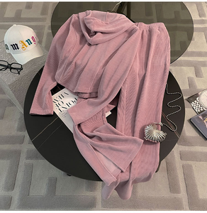 Completo Sportivo Casual Streetwear Taglie Forti da Donna, Set Due Pezzi Primaverile con Top Corto con Cappuccio e Pantaloni Larghi con Spacco - Product Image 2