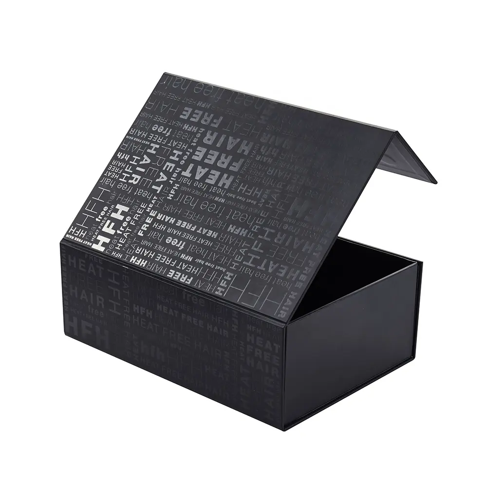 Black Custom Logo Foldable Magnetic Premium Luxury Recyclable Rigid Cardboard Paper Packaging Clothing Box Flip Top Gift Boxes