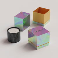 Scatola Personalizzata Olografica per Candele, Confezione Regalo Rigida di Lusso con Logo per Candele in Barattolo, Branding per Piccole Imprese