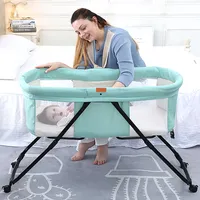 modern style folding travel bed baby, automatic swing new born portable baby cot bed