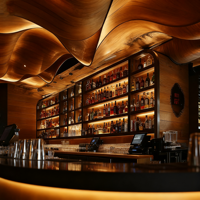 Comptoir de bar personnalisé en marbre et acier inoxydable pour les projets d'hôtels, de restaurants et de bars à domicile