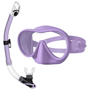 ZMZ DIVE revestido de vidro temperado única lente mergulho Goggles Dry Top snorkeling Máscara e Snorkel Set