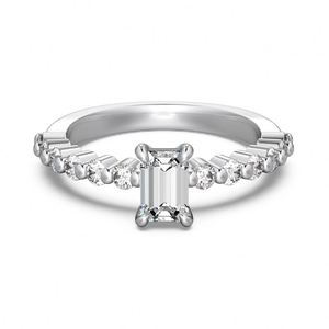 Dylam High Jewellery 925 Sterling <b>Silver</b> Fade Free Non Toxic Rhodium Plated Eternity Band <b>Emerald</b> Cut 5A Cubic Zircon Women <b>Ring</b> - Product Image 1