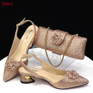 TX49 2024 Set Elegante di <span class=keywords><strong>Scarpe</strong></span> con Tacco e Borsa per Donna, Colore <span class=keywords><strong>Blu</strong></span>, Tacchi Alti con Strass Traforati, <span class=keywords><strong>Scarpe</strong></span> con Zeppa e Borsa Coordinata - Product Image 4