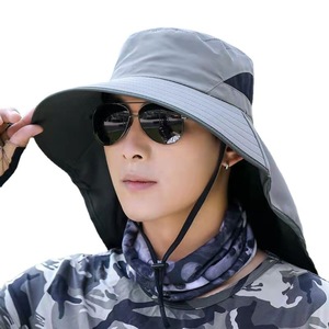 Sombrero de pescador para hombre de verano con visera desmontable, protección solar, ala ancha, para exteriores, transpirable, con cubrecuello para adultos - Product Image 5