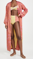 OEM nouveauté printemps dames élégantes maison porter conception unique contraste couleur imprimé floral jacquard longue Robe