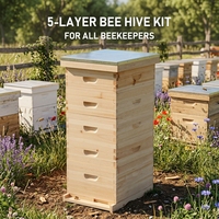 Neuer 5-Schichtiger Kompletter Langstroth Bienenstock 10-Rahmen Wachsbeschichteter Holz-Bienenstock Starter-Set Apicultura Rahmen Nicht Inbegriffen