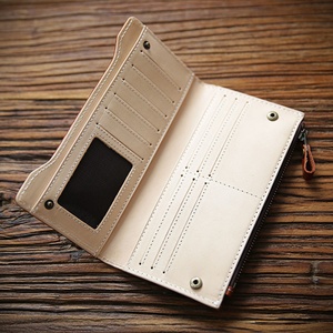 Luxury Handmade Italian Vegetable Tanned Leather Wallet Zipper <b>Pocket</b> Leather Women Wallet - Product Image 3