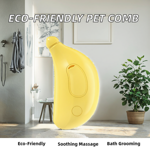 Yellow Eco-Friendly Silicone <b>Pet</b> Bath Massage <b>Brush</b> for Dogs Bathroom Use Classical Oval Shape with Texture Surface 200mL - Product Image 2