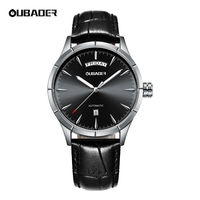 Reloj Mecánico para Hombre OUBAOER, Cristal de Zafiro, Automático, Resistente al Agua 100M, Caja de Acero Inoxidable, Correa de Cuero