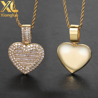 Collier Hip Hop en Cuivre Plaqué Or 18K avec Pendentif Photo Cœur en Zircon, Cadre Photo DIY, Souvenir Unisexe