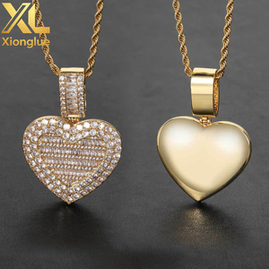 Hip Hop Zircon 18K Gold Plated <b>Copper</b> Necklace Picture Pendant Heart <b>Photo</b> Pendant Diy Picture <b>Frame</b> Memory Unisex - Product Image 5