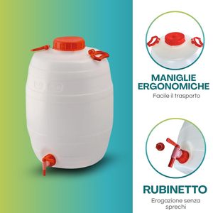 Barril de Plástico de 50 Litros con Grifo y Asa, Contenedor para Almacenamiento de Alimentos, Altura 56 cm, Diámetro 39 cm - Product Image 4
