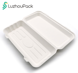 Luzhoupack 12.75 "x 6" x 2.5 "(gấp) 44g bã mía có thể phân hủy sinh học cá lớn và hộp chip cho đám cưới - Product Image 2