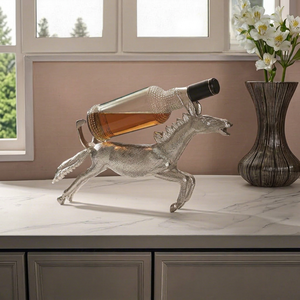Silver Deer Wine Bottle Holder <b>Metal</b> Decorative Display <b>Rack</b> Modern Home Furniture Accent Piece - Product Image 1