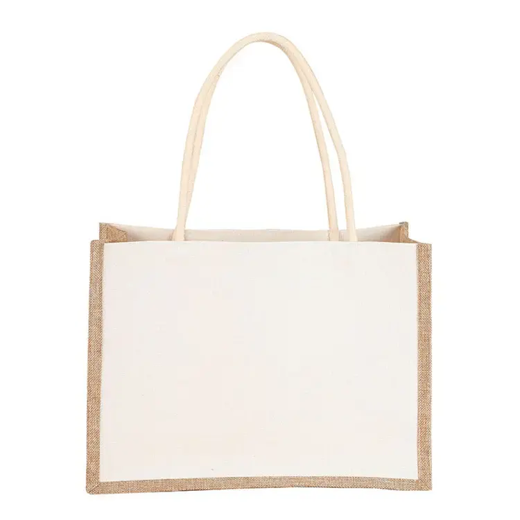 custom logo factory price Free Sample Eco-friendly Handle bag shopping jute white mini jute bag