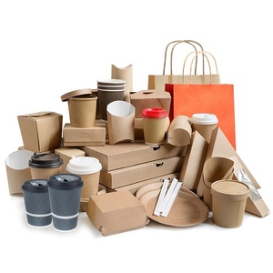 Wholesale Disposable Packaging Kraft Whiteboard Takeaway Food Paper Boxes