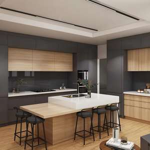 Mueble de Cocina Elegante en Tono Oscuro y Madera - Product Image 1