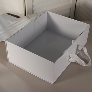 Caja de Regalo Plegable de Cartón Rígido Blanco de Lujo, Caja de Embalaje para Regalos con Asa de Cuerda Portátil - Product Image 3