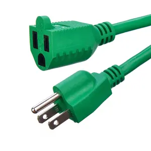 Green ETL Standard Heavy Duty Power Cord Nema-15 Plug Socket Waterproof 3 Pin Power Cord For Home Appliances