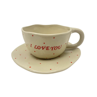 Set Cangkir Teh Mewah 250ml Motif Hati Cangkir Latte Beruang Bunga Cangkir Kopi & Teh Turki Aman untuk Mesin Cuci Piring & Microwave
