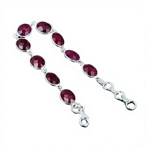 Bracelet pour femme en argent sterling 925 plaqué or et rhodium, orné d'une pierre précieuse rubis, fait main, cadeau de mariage ou de fête pour maman - Product Image 2