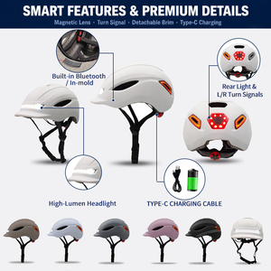 Casco Intelligente Certificato CE per Ciclismo, con Design con Luce LED <span class=keywords><strong>di</strong></span> Segnalazione per Ciclisti - Product Image 2