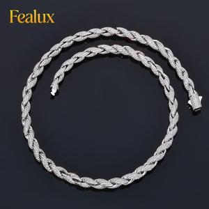 Fealux New סִגְנוֹן אירופאי אמריקאי סִגְנוֹן גברים נשים היפ הופ CZ 8MM שרשרת חבל מעוות שרשרת צמיד תכשיטים - Product Image 4