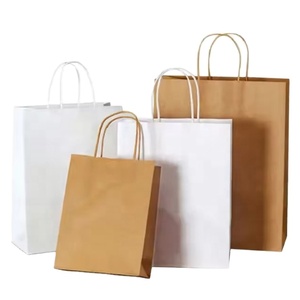 Sacs en papier kraft pour emporter, sacs de courses écologiques réutilisables, imprimés sur mesure, emballages recyclés, brun - Product Image 5