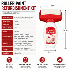 Kit de Rodillos para Pintar Paredes, Venta al por Mayor de Fábrica, Kit de Reparación de Paredes con Pintura de Látex para Interiores, Juego de Brochas para Decoración del Hogar - Product Image 3