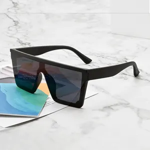 custom logo premium PC frame flat top UV400 mirrored fashion designer sunglasses
