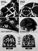 Bonnet réversible gothique tendance, bonnets d'hiver 2026, design chauve-souris et lettres tricotées, casquette unisexe streetwear