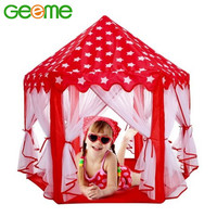 JT051 tente de jeu château de princesse hexagonale rouge pour enfants