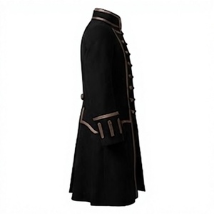 <b>Men's</b> Winter Frock Coat Style Outerwear Wool Blend Long <b>Overcoat</b> with Stand Collar for Outdoor Wear - Product Image 3