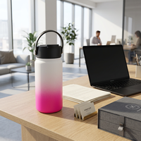 Bouteille d'eau en métal écologique haut de gamme 350 ml en acier inoxydable dégradé avec couvercle breveté, poignée de transport amovible, logo personnalisé