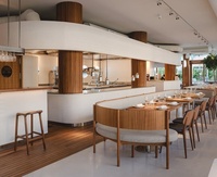 Comptoir de vitrine de restaurant haut de gamme personnalisé pour présentation gastronomique
