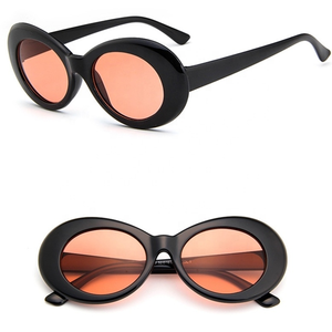 Occhiali da sole bianchi retrò ovali per Unisex Kurt Cobain con struttura spessa Logo personalizzato su lente alla moda montatura in metallo nero o rosso - Product Image 6