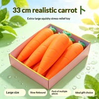 Jouet à presser en plastique en forme de grande carotte de 31 cm - Jouet réaliste anti-stress en forme de fruit pour la décompression