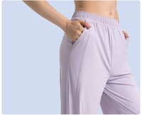 Pantalon de protection solaire UPF50 en fil brut frais pour femmes, pantalon droit à jambes larges et décontracté pour l'extérieur