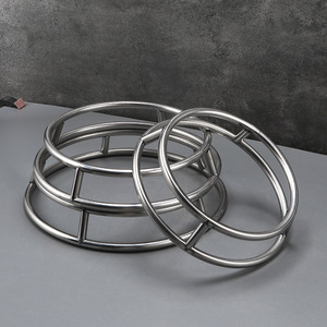 Stainless Steel Pot <b>Rack</b> Double Layer Round <b>Kitchen</b> Storage Organizer For Wok Tableware Heat Insulation Mats - Product Image 1