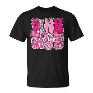 T-shirt de football Pink Out Cheer avec motif ruban rose pour la sensibilisation au cancer du sein - Product Image 1