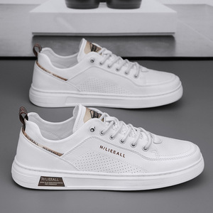 Zapatos Deportivos de Moda con Cordones, Zapatos Casuales para Uso Diario, Parte Superior de Tela Blanca Transpirable, Suela Blanca Texturizada Antideslizante, Ligeros - Product Image 3