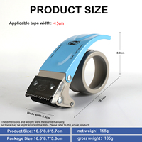 Distributeur de ruban adhésif métallique robuste de 2 pouces, coupe-ruban manuel pour carton CUTTRAZE CR580 pour emballage de 50 mm