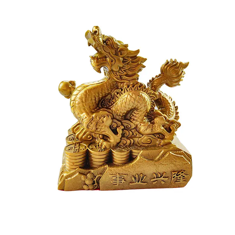Metal design crafts bronze table statue products home fengshui ornaments home decor metal golden brass zodiac dragon