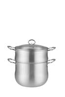 Casserole de cuisine écologique non toxique en acier inoxydable avec base multicouche encapsulée et couvercle en verre trempé