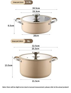 Bộ nồi chảo inox thiết kế hiện đại với lớp phủ gốm chống dính, núm xoay tiện dụng, chảo nấu súp, sữa và nắp đậy kiểu dáng thời trang - Product Image 3