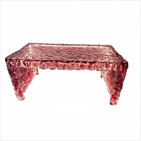 Mesa de Comedor/Barra Nórdica de Resina Transparente Hecha a Mano, Duradera y Multiusos, con Centro de Mesa de Cristal Luminoso Integrado
