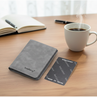 Dompet Kulit PU Pria dengan Logo Custom, Dompet Lipat Dua Saku Depan, Dompet Tipis untuk Kartu, Dompet Kulit Bermerek untuk Pria