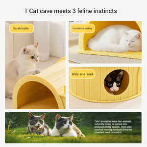 Casa <span class=keywords><strong>para</strong></span> Gatos de Fieltro de Poliéster Ecológica, Cama Desmontable Tipo Cueva, Refugio Interior <span class=keywords><strong>para</strong></span> Mascotas, Montaje sin Clavos, Túnel, Caja Tipo Condo <span class=keywords><strong>para</strong></span> Gatitos Pequeños - Product Image 3